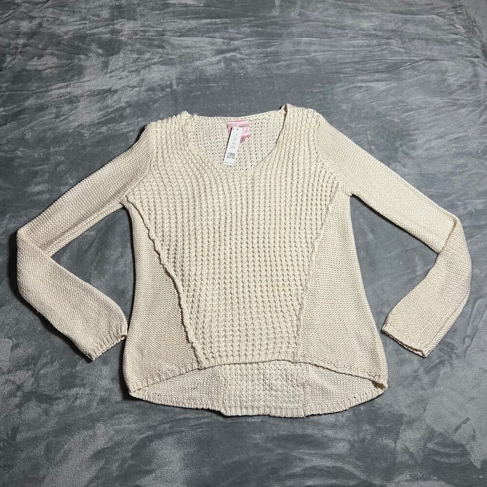 Romeo & Juliet Couture V-Neck Chunky Knit Pullover Sweater Size Small NEW Boho